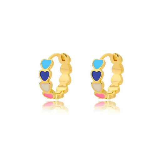 Colorful Heart Enamel Hoop Earrings - Diane Jewelry