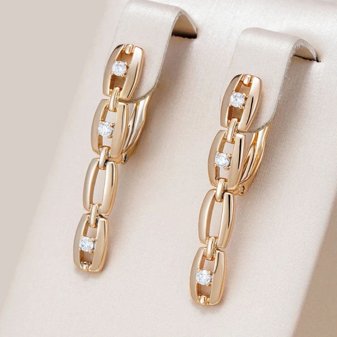 Gold Chain Link Drop Earrings - Diane Jewelry