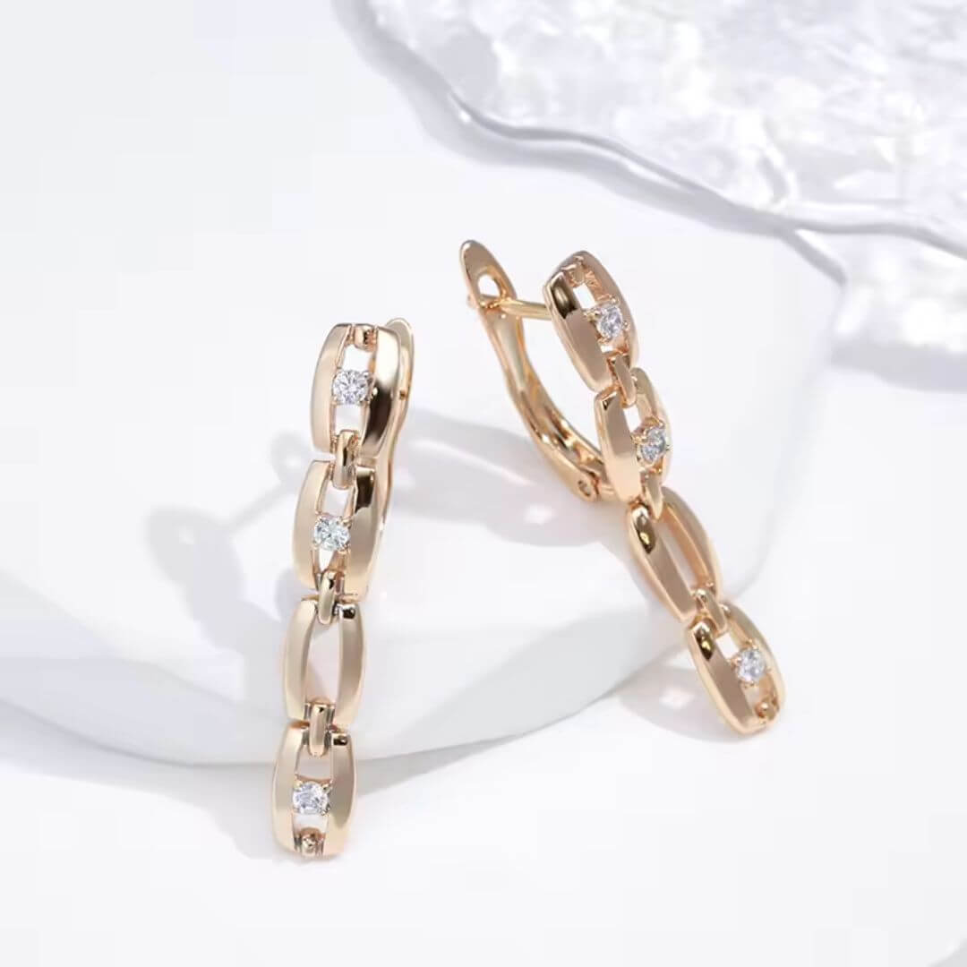 Gold Chain Link Drop Earrings - Diane Jewelry
