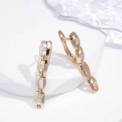 Gold Chain Link Drop Earrings - Diane Jewelry