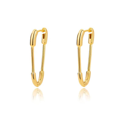 Gold Safety Pin Drop Earrings - Diane Jewelry