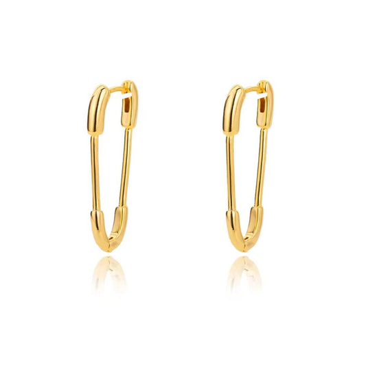 Gold Safety Pin Drop Earrings - Diane Jewelry