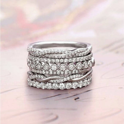 Silver Crystal Stacking Band Rings Emma & Noah Jewelry