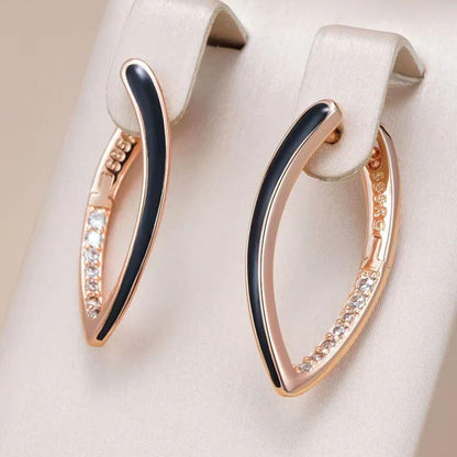 Black Gold Crystal Hoop Earrings - Diane Jewelry