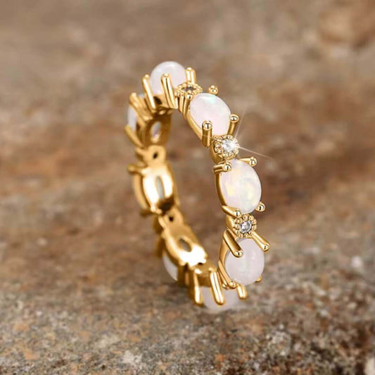 Opal Diamond Eternity Gold Ring Emma & Noah Jewelry