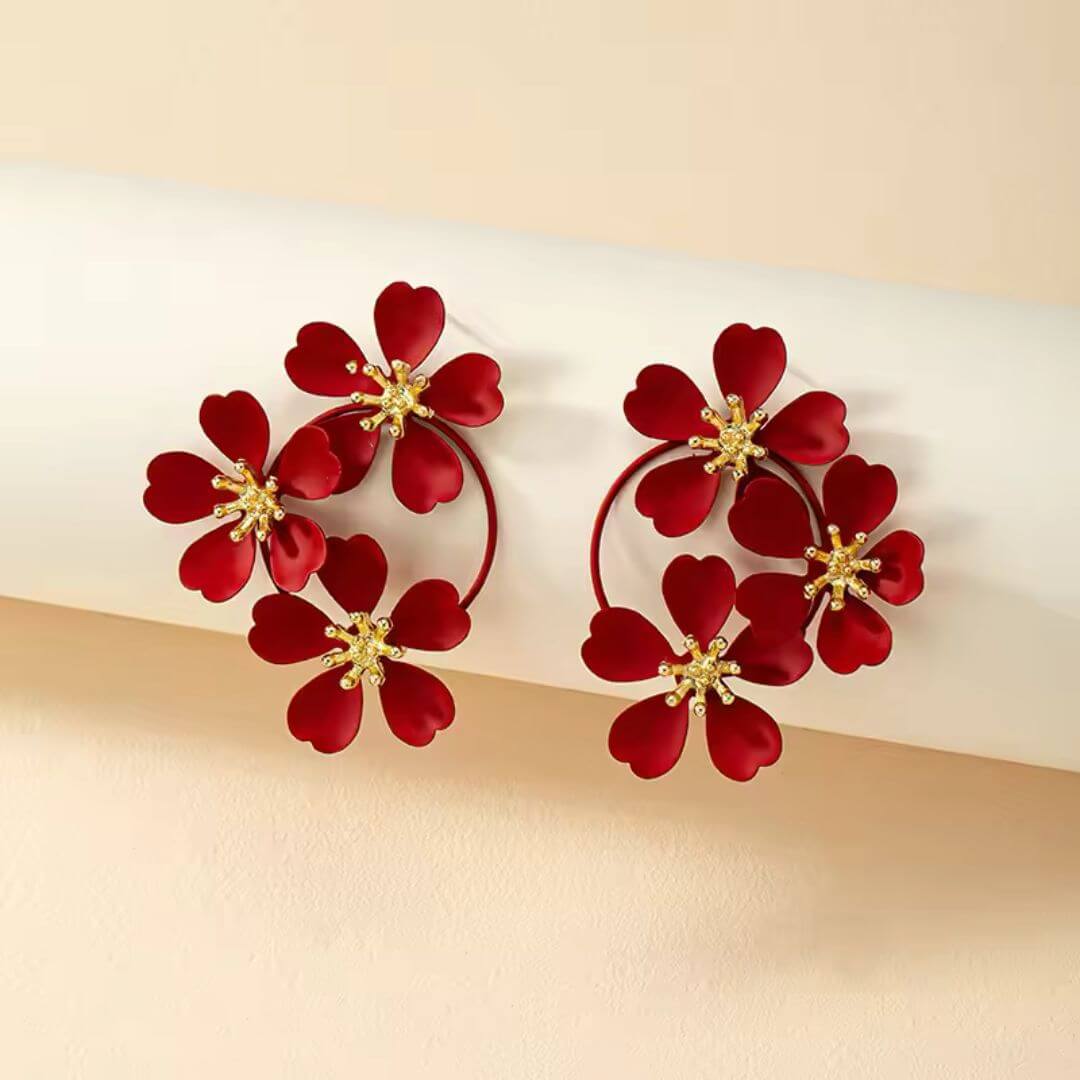 White Flower Hoop Statement Earrings - Diane Jewelry