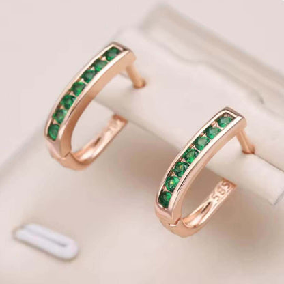 Rose Gold Emerald Hoop Earrings Emma & Noah Jewelry