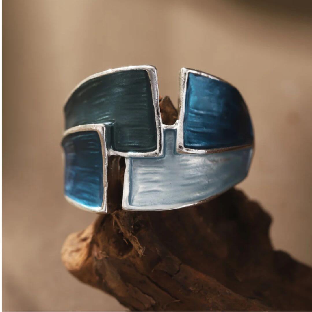 Green Enamel Gold Statement Ring Emma & Noah Jewelry