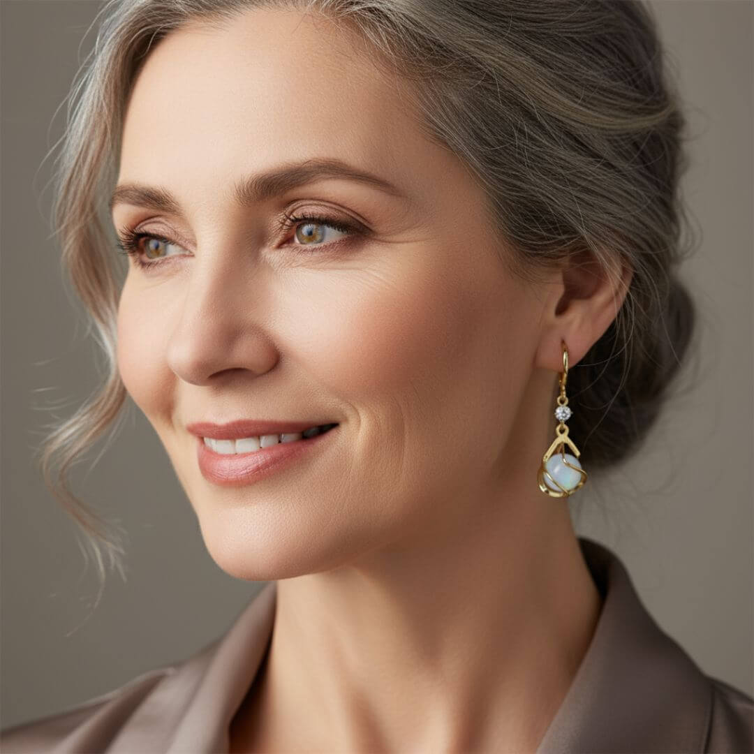 Gold Moonstone Drop Earrings Emma & Noah Jewelry