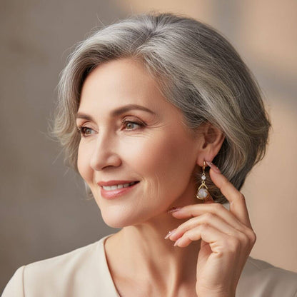 Gold Moonstone Drop Earrings Emma & Noah Jewelry