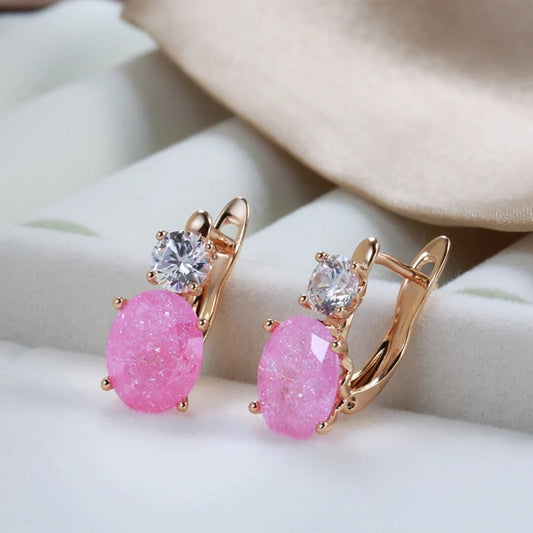 Pink Gemstone Gold Stud Earrings - Diane Jewelry