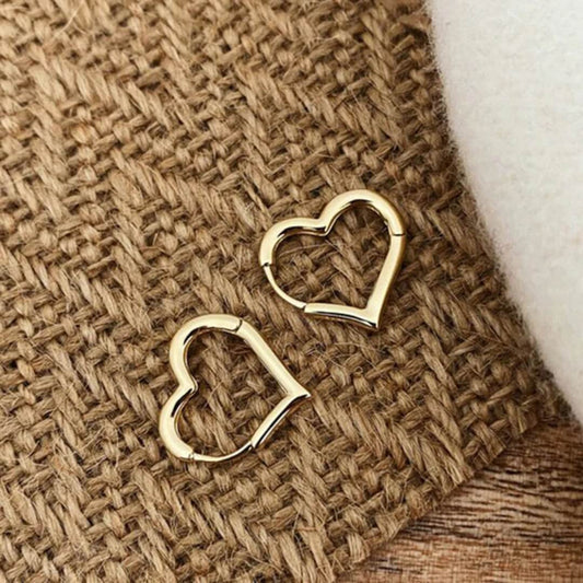 Elegant Heart Hoop Huggie Earrings - Diane Jewelry