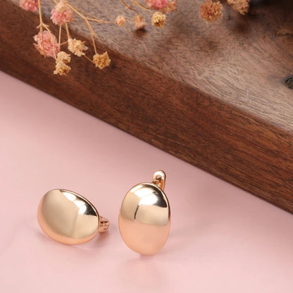 Gold Oval Minimalist Stud Earrings - Diane Jewelry