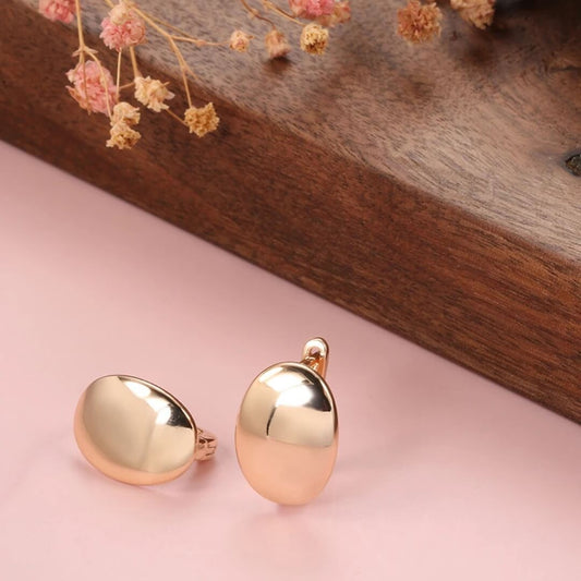 Gold Oval Minimalist Stud Earrings - Diane Jewelry