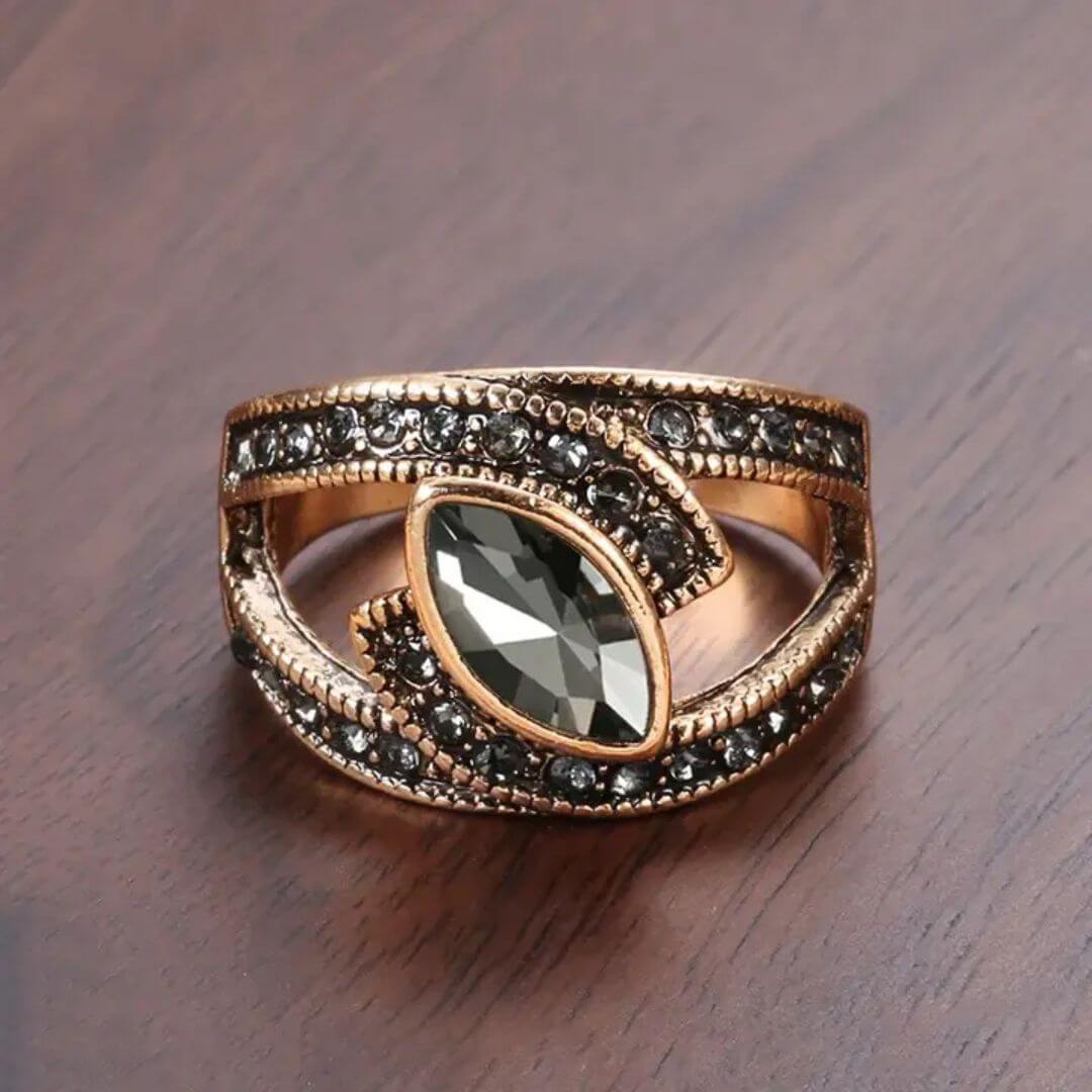Gold Vintage Quartz Statement Ring - Diane Jewelry