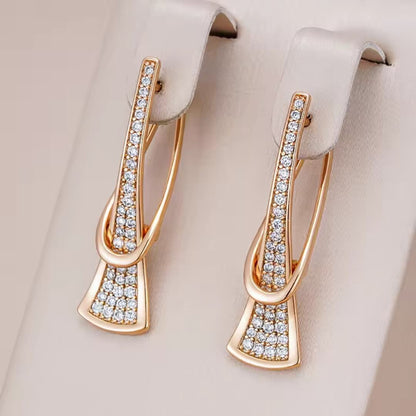 Gold Crystal Geometric Drop Earrings - Diane Jewelry