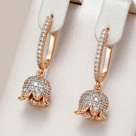 Rose Gold Crystal Drop Earrings - Diane Jewelry