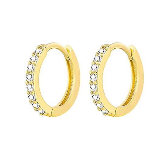 Emerald Color Gold Huggie Earrings - Diane Jewelry