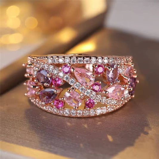 Rose Gold Floral Statement Ring - Diane Jewelry