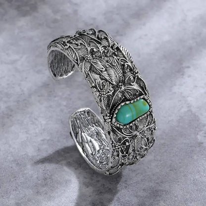 Turquoise Filigree Silver Cuff Bracelet - Diane Jewelry