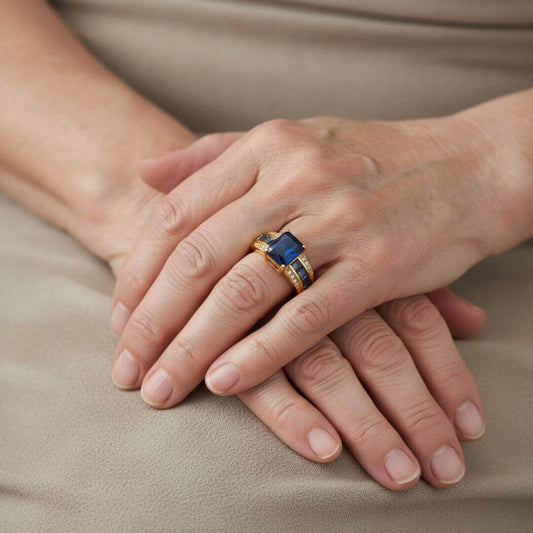 Blue Sapphire Gold Cocktail Ring Emma & Noah Jewelry