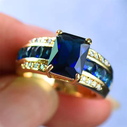 Blue Sapphire Gold Cocktail Ring - Diane Jewelry