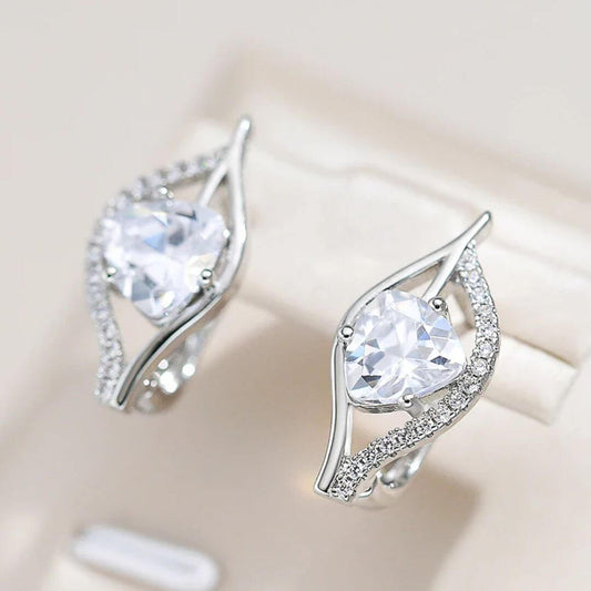 Heart Shaped Crystal Stud Earrings - Diane Jewelry