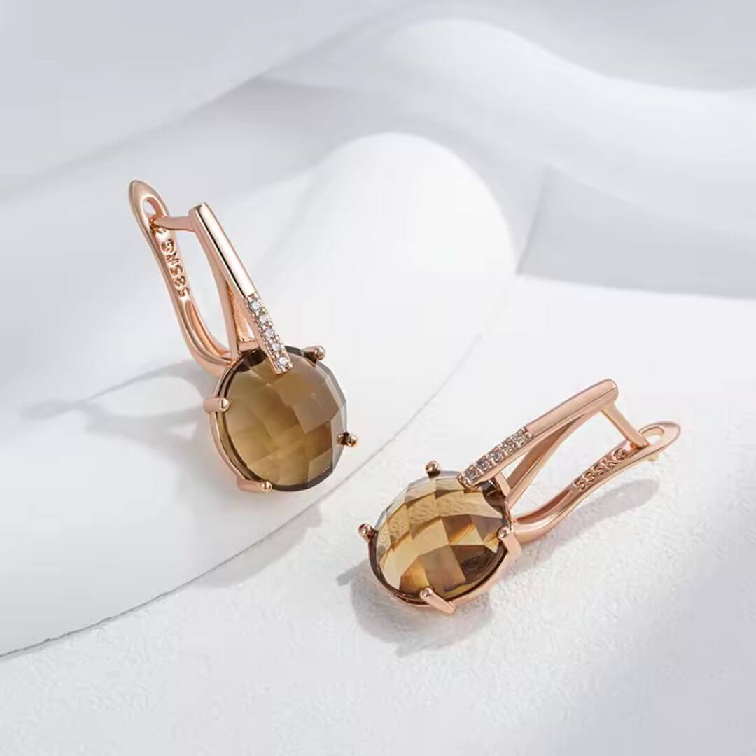 Golden Crystal Rose Gold Earrings - Diane Jewelry