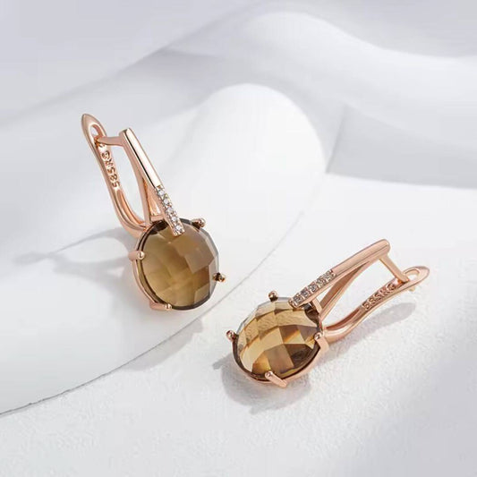 Golden Crystal Rose Gold Earrings - Diane Jewelry