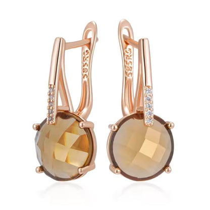 Golden Crystal Rose Gold Earrings - Diane Jewelry