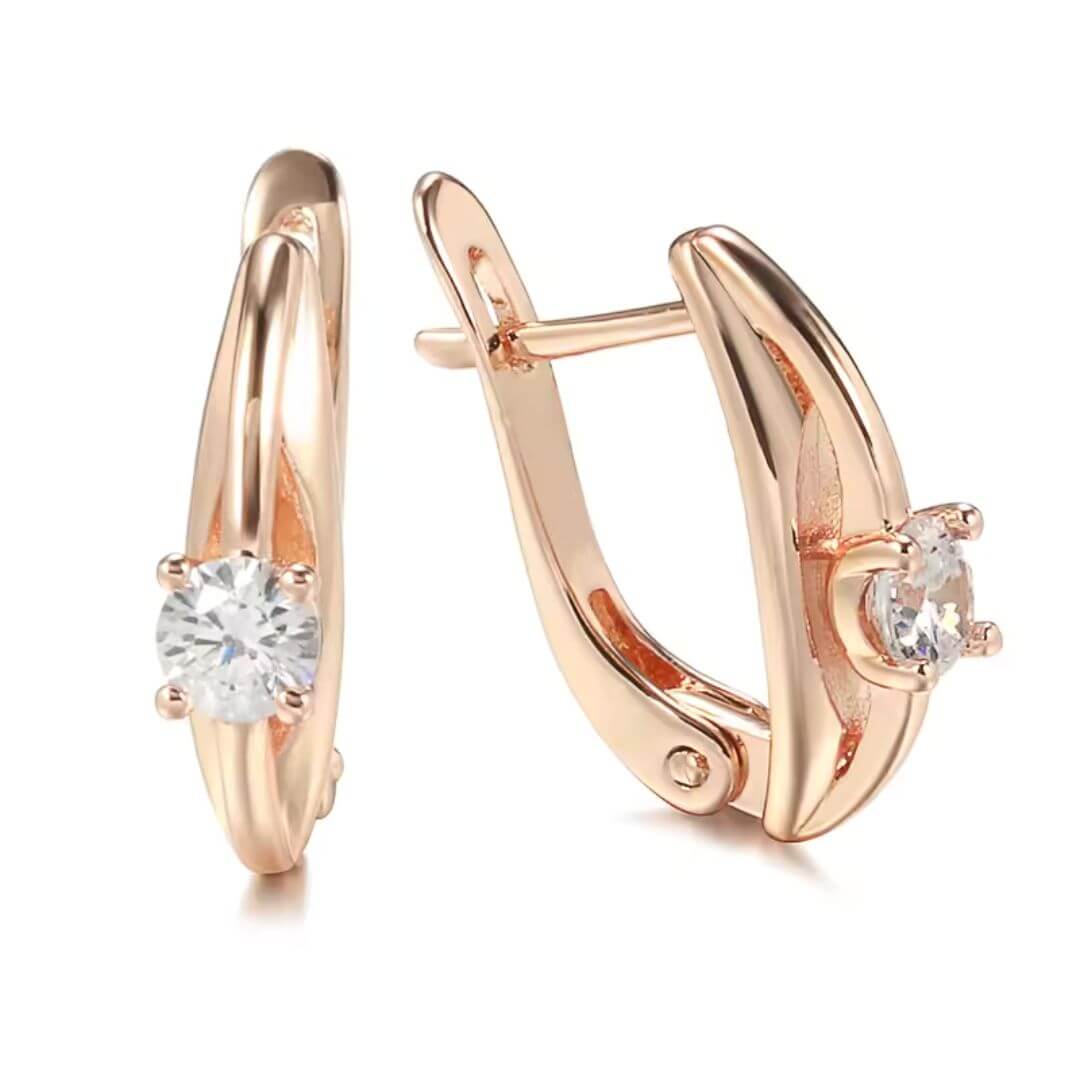 Rose Gold Solitaire Stud Earrings - Diane Jewelry