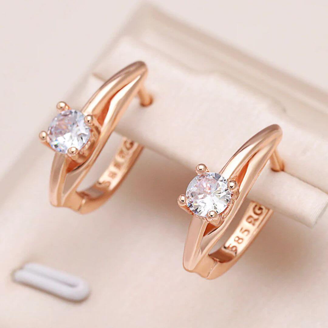 Rose Gold Solitaire Stud Earrings - Diane Jewelry
