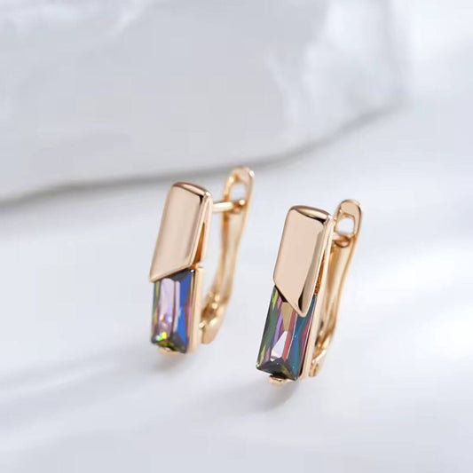 Multicolor Crystal Rose Gold Earrings - Diane Jewelry