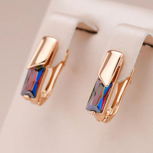 Multicolor Crystal Rose Gold Earrings - Diane Jewelry