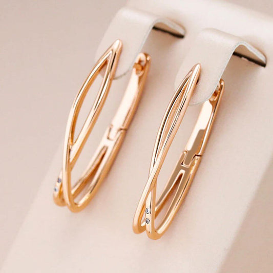 Twist Design Rose Gold Earrings - Diane Jewelry