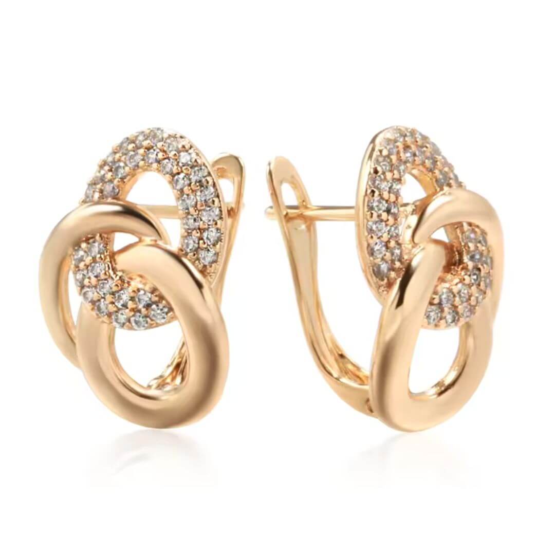 Rose Gold Interlocking Hoop Earrings - Diane Jewelry