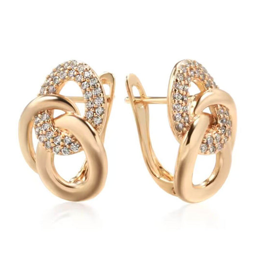 Rose Gold Interlocking Hoop Earrings - Diane Jewelry