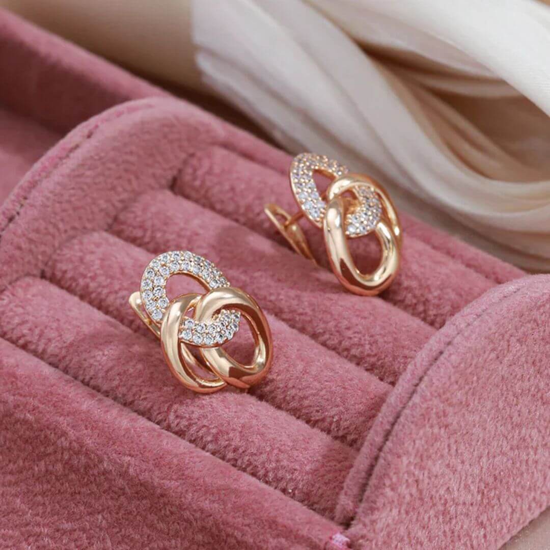 Rose Gold Interlocking Hoop Earrings - Diane Jewelry