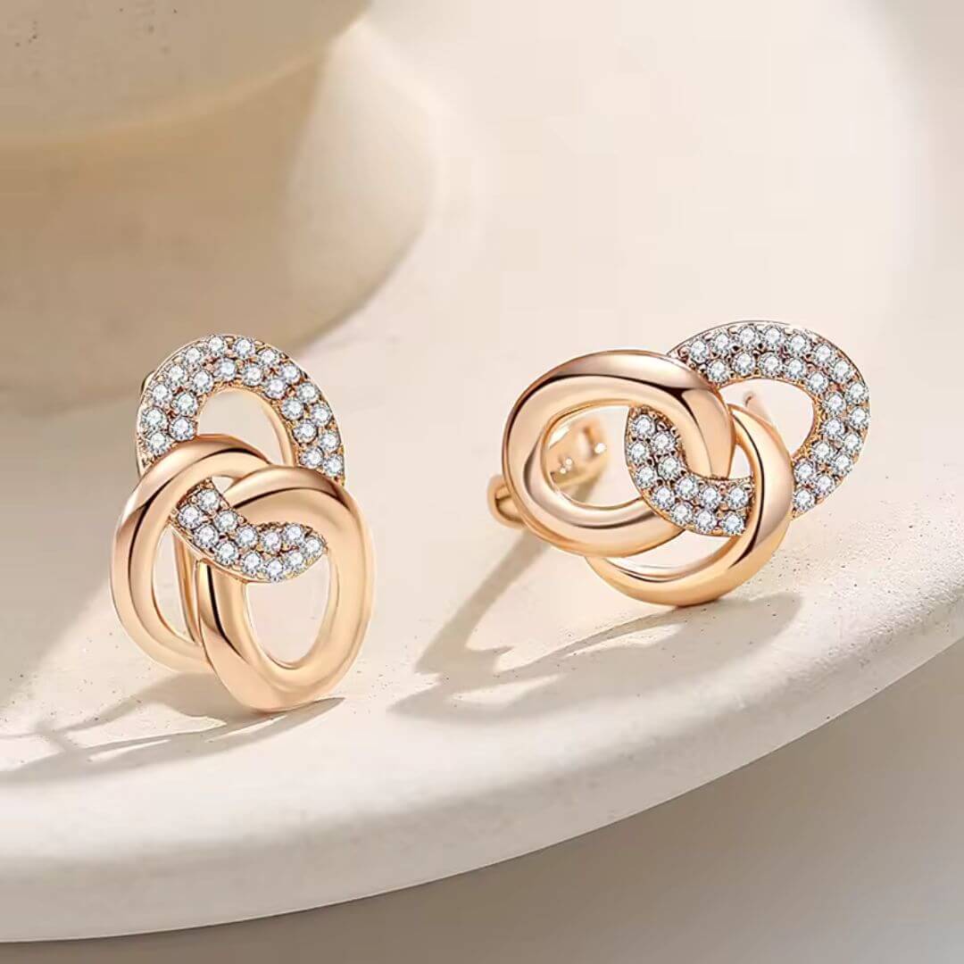 Rose Gold Interlocking Hoop Earrings - Diane Jewelry