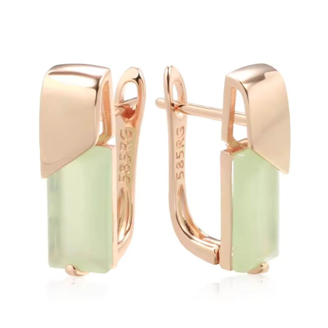 Green Stone Rose Gold Earrings - Diane Jewelry