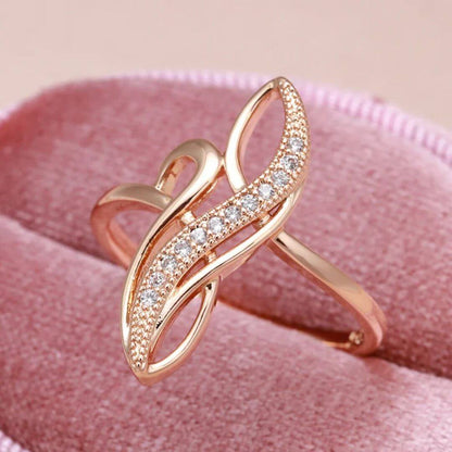Rose Gold Swirl Crystal Ring - Diane Jewelry