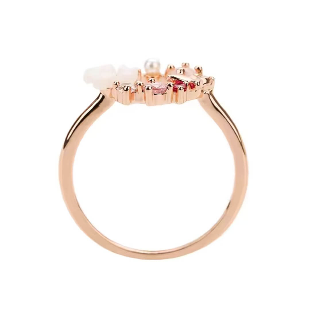 Rose Gold Floral Butterfly Ring - Diane Jewelry