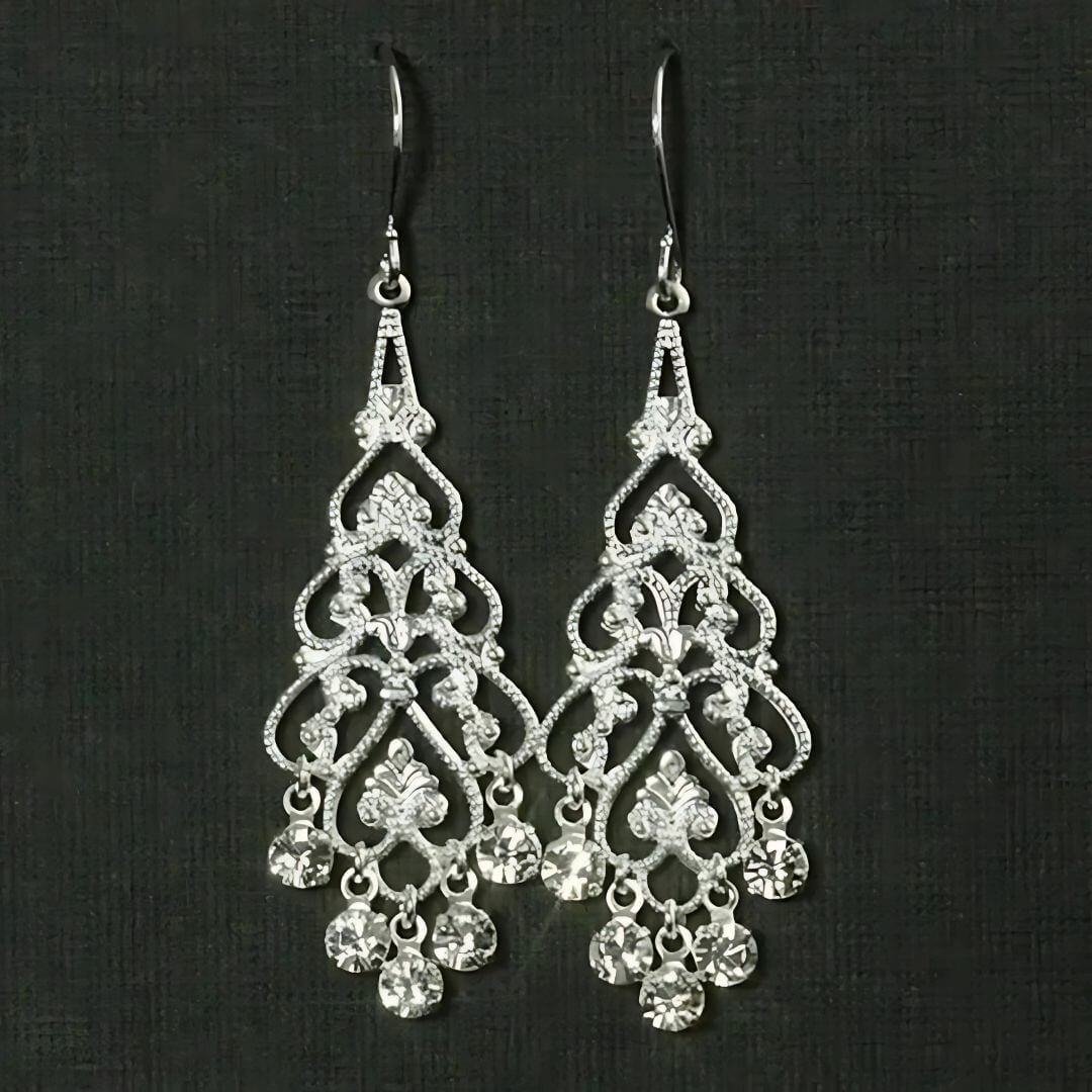 Silver Crystal Chandelier Drop Earrings - Diane Jewelry
