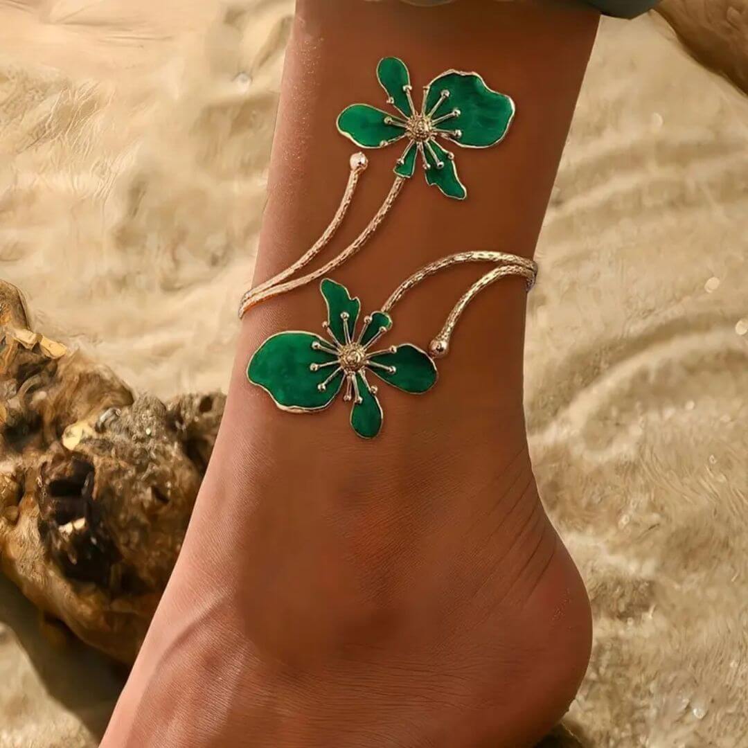 Gold Butterfly Flower Anklet - Diane Jewelry