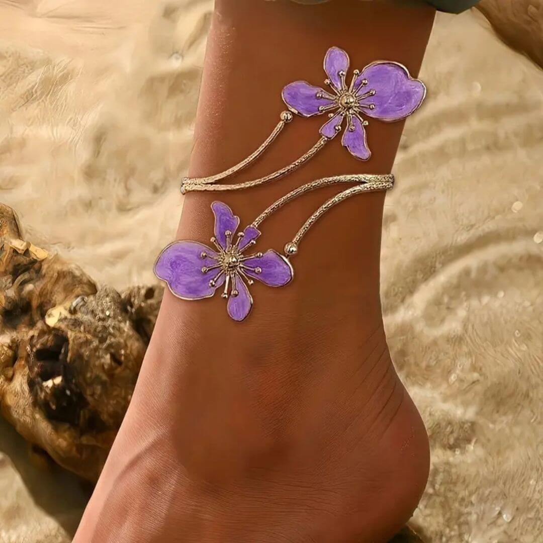 Gold Butterfly Flower Anklet - Diane Jewelry