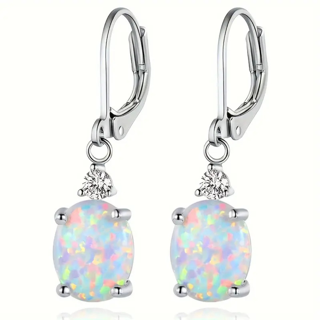 Oval Opal Drop Earrings - Diane Jewelry