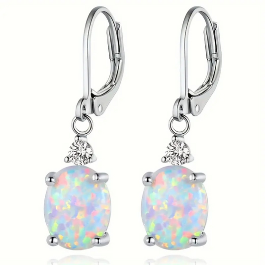 Oval Opal Drop Earrings - Diane Jewelry
