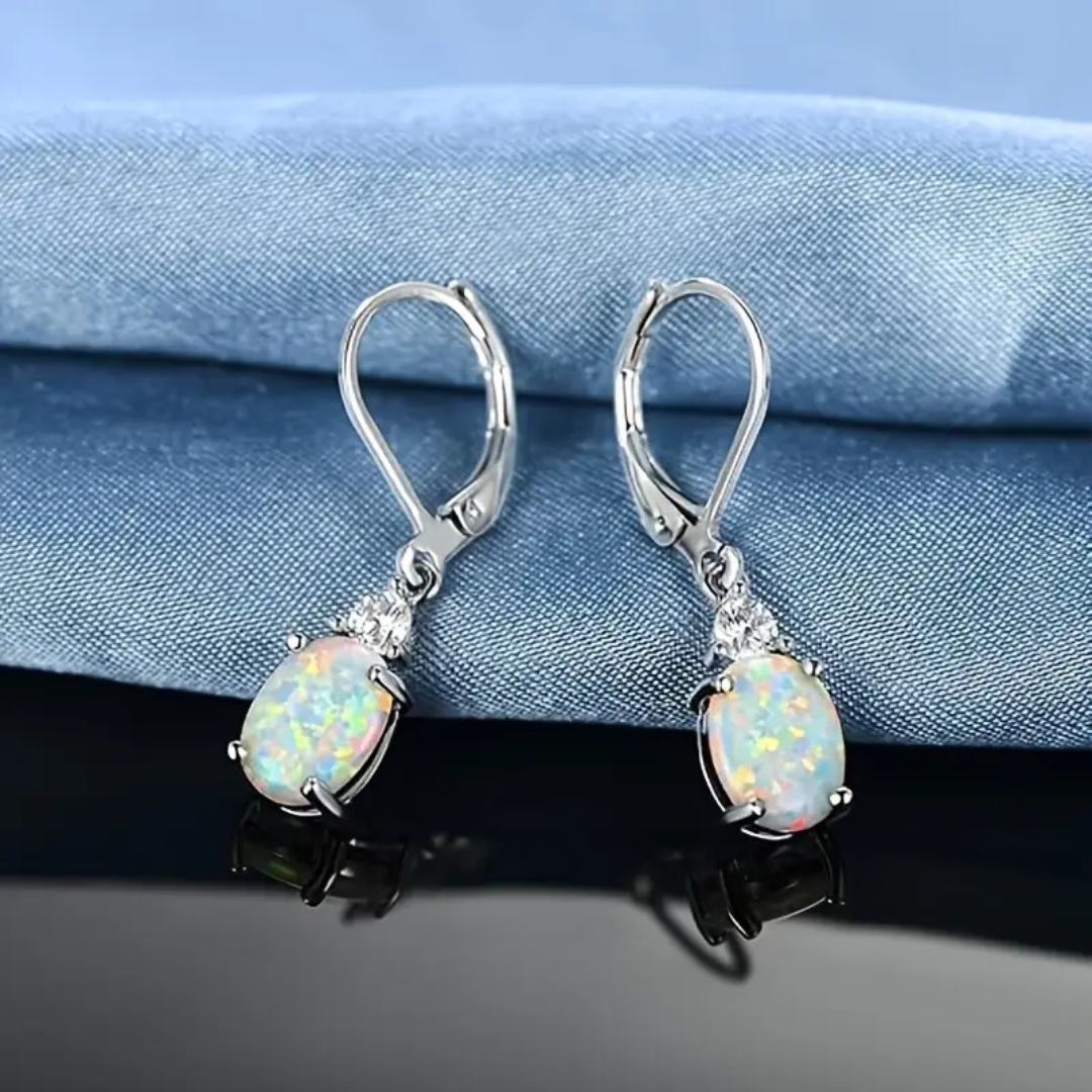 Oval Opal Drop Earrings - Diane Jewelry