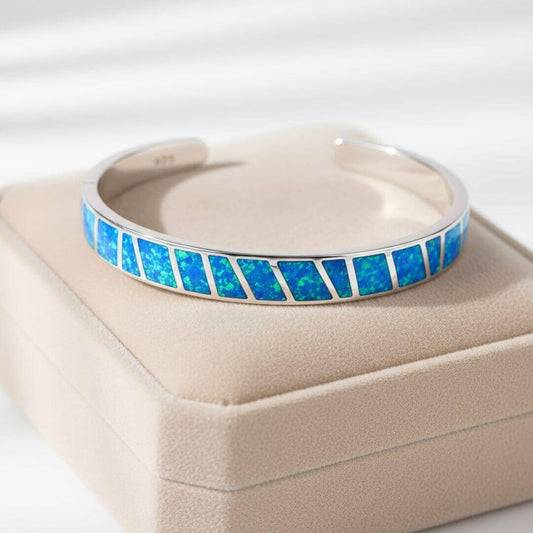Sterling Silver Opal Cuff Bracelet Emma & Noah Jewelry