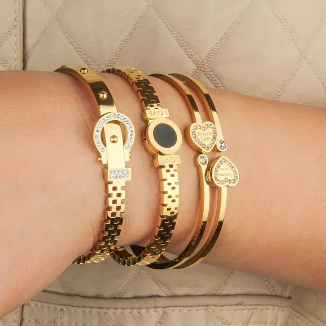 Gold Love Charm Bracelet Set - Diane Jewelry